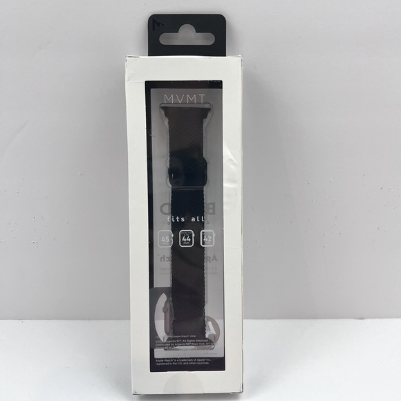 BRAID ADJUSTABLE APPLE WATCH BAND, CLOTH MATERIAL, FITS 45mm, 44mm, 42mm, BLACK - Picture 3 of 6